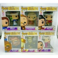 6-Funko Pop Disney Beauty & the Beast:Beast-Cogsworth-Belle-Lumiere-Gaston-Belle