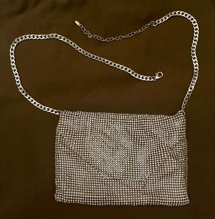 Shimmer Night Out Fanny Pack with Gold Chain Strap