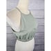Cresent Linen Blend Elastic Waitband Halter Crop Top Green Size Small