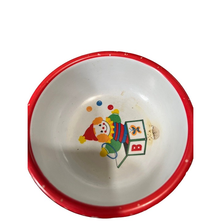 Vintage Kids Child's Dishes Set Melamine 7 Plates 8 Bowls Jack in the Box Toys - detail
