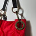 Bobby Schandra Red Black Purse Gold Hand Bag Buckle Canvas 13x13 New