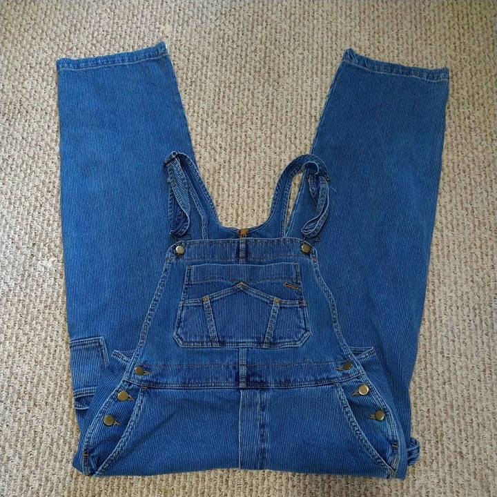 Women's La Griffe Overall Jeans Blue Denim Corduroy Made in Canada MEDIUM