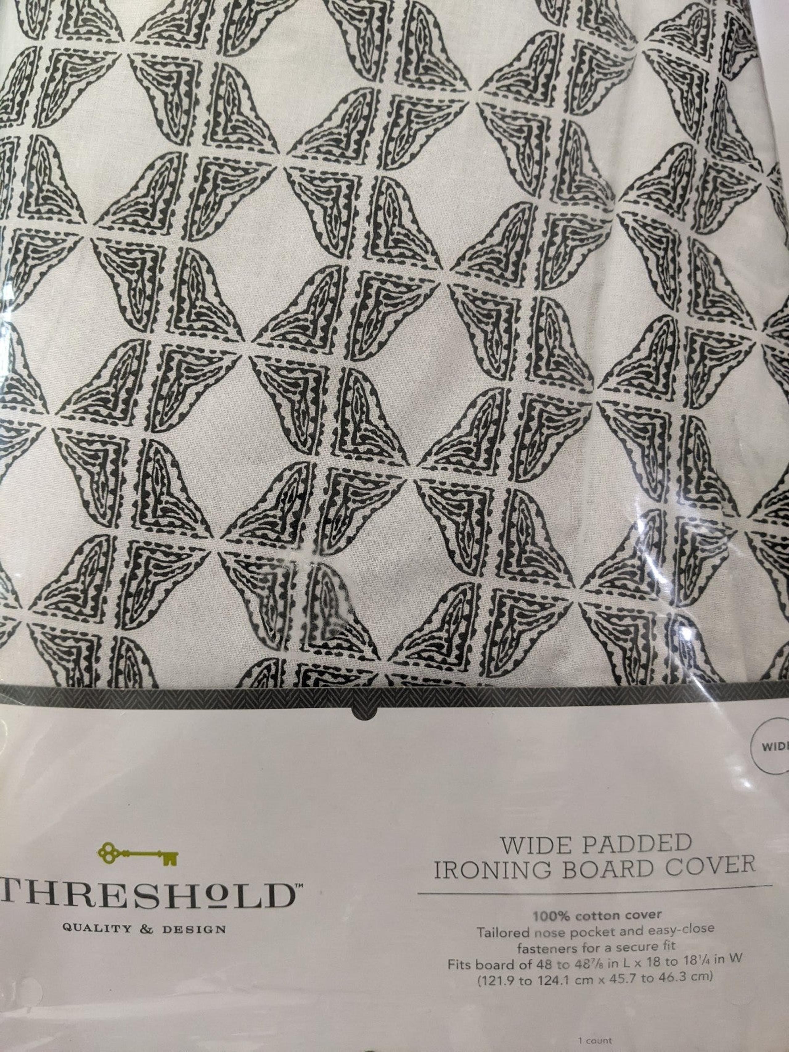 Threshold wide padded Ironing Board Cover new black white