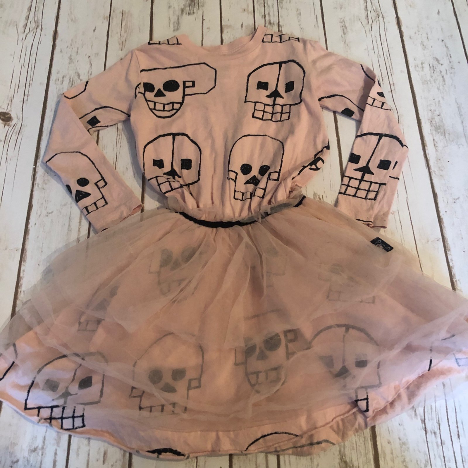 Nununu pink skulls tulle dress
