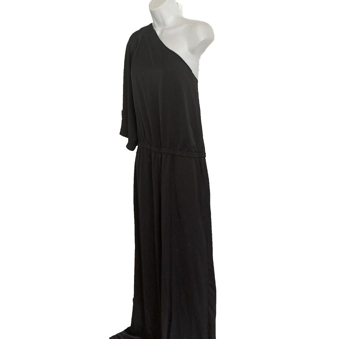Ramy Brook New York Black Tie Waist One Shoulder Jumpsuit Sz Large (No Belt)
