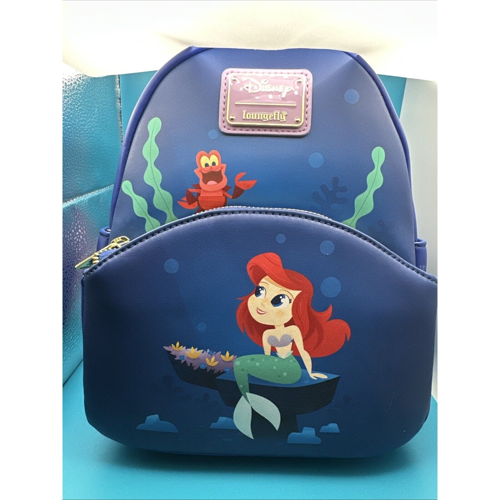 Loungefly Disney The Little Mermaid Ariel & Sebastian Mini Backpack New
