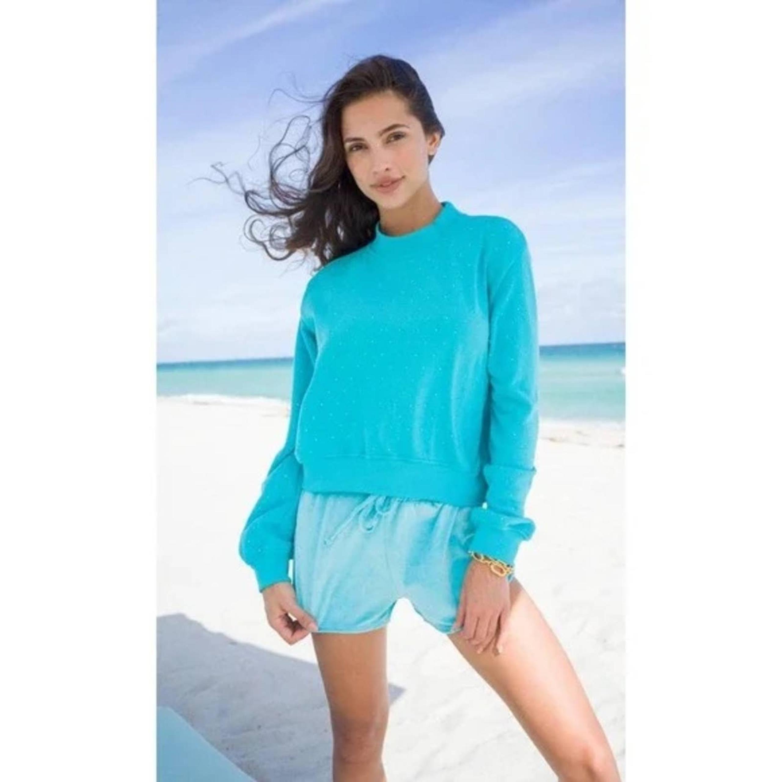 NWT Generation Love Julie Crystal Pullover Sweatshirt in Scuba Blue Size XXS