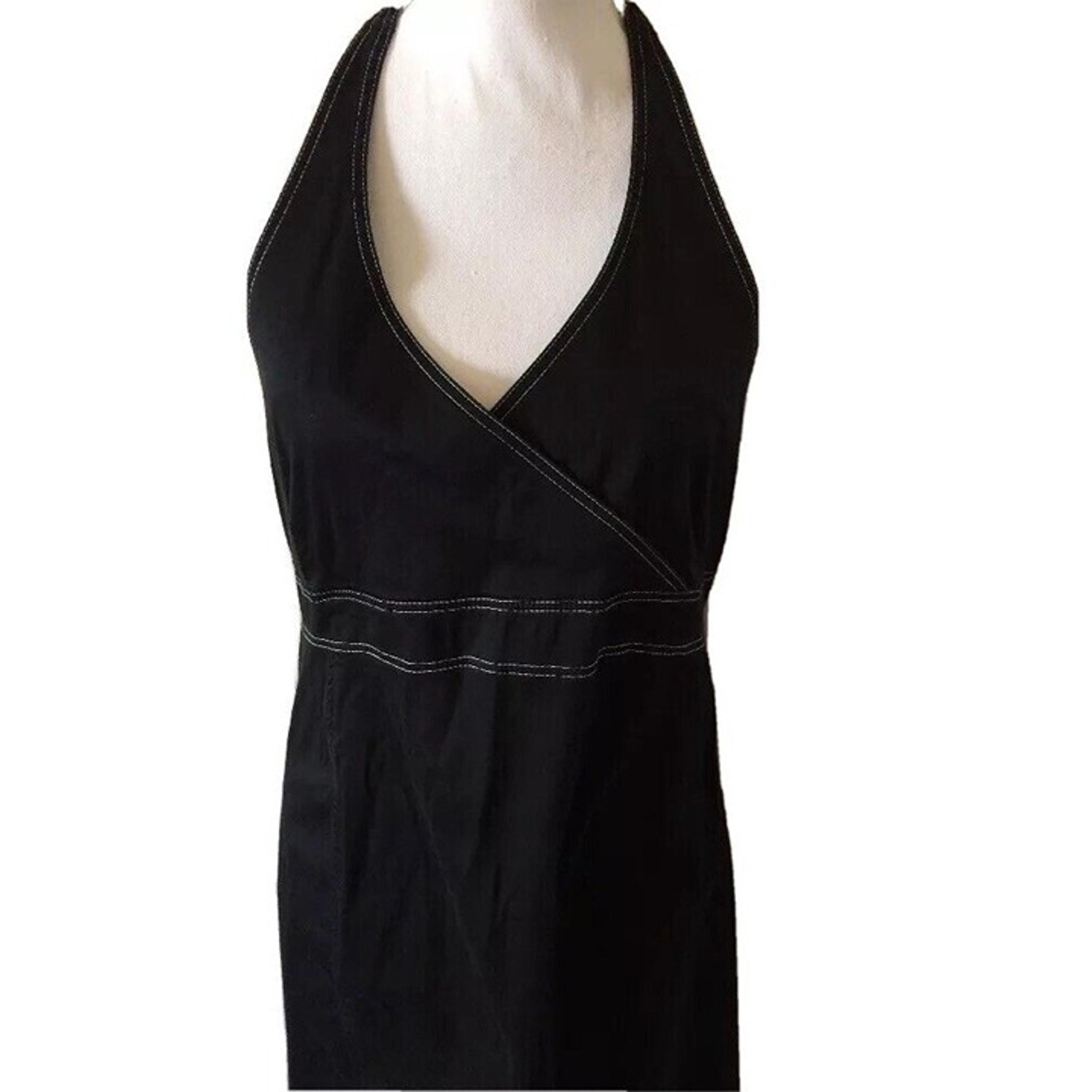 Halter Top Dress Size Med Black White Thread Zippered Back - Motherhood Maternity