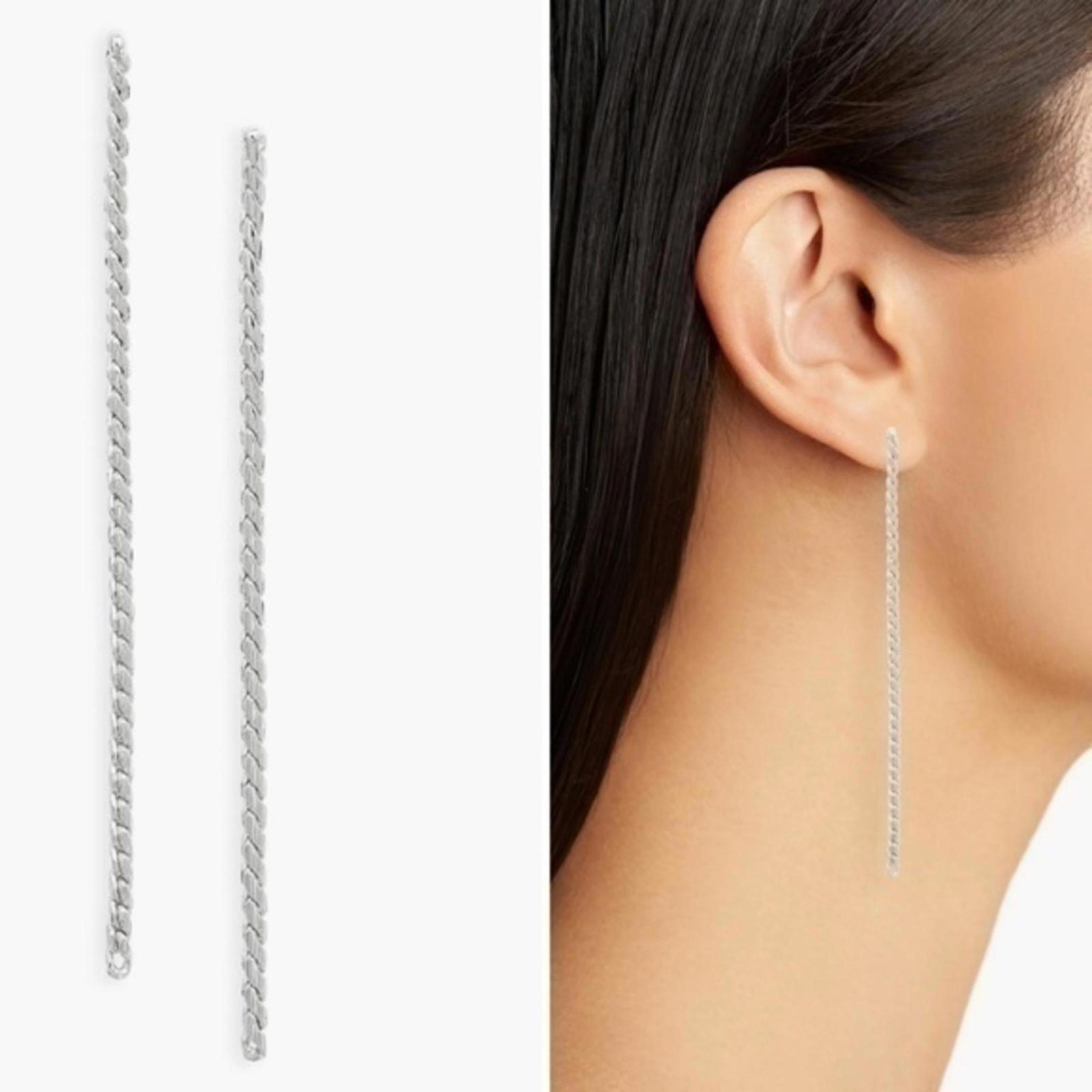 Nordstrom Wheat Chain Linear Drop Earrings RHODIUM