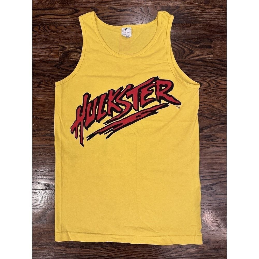 Vintage Y2K Hulk Hogan Hulkster Tank Top Yellow S T Shirt Wrestling Small