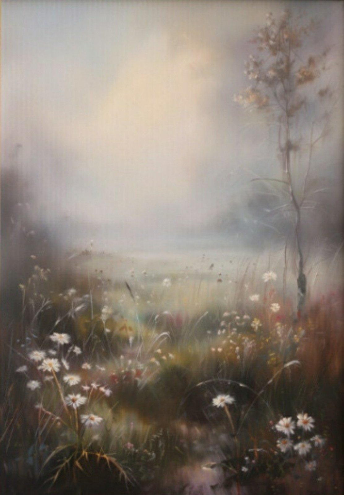 Dark floral picture modern wall art vintage field home decor