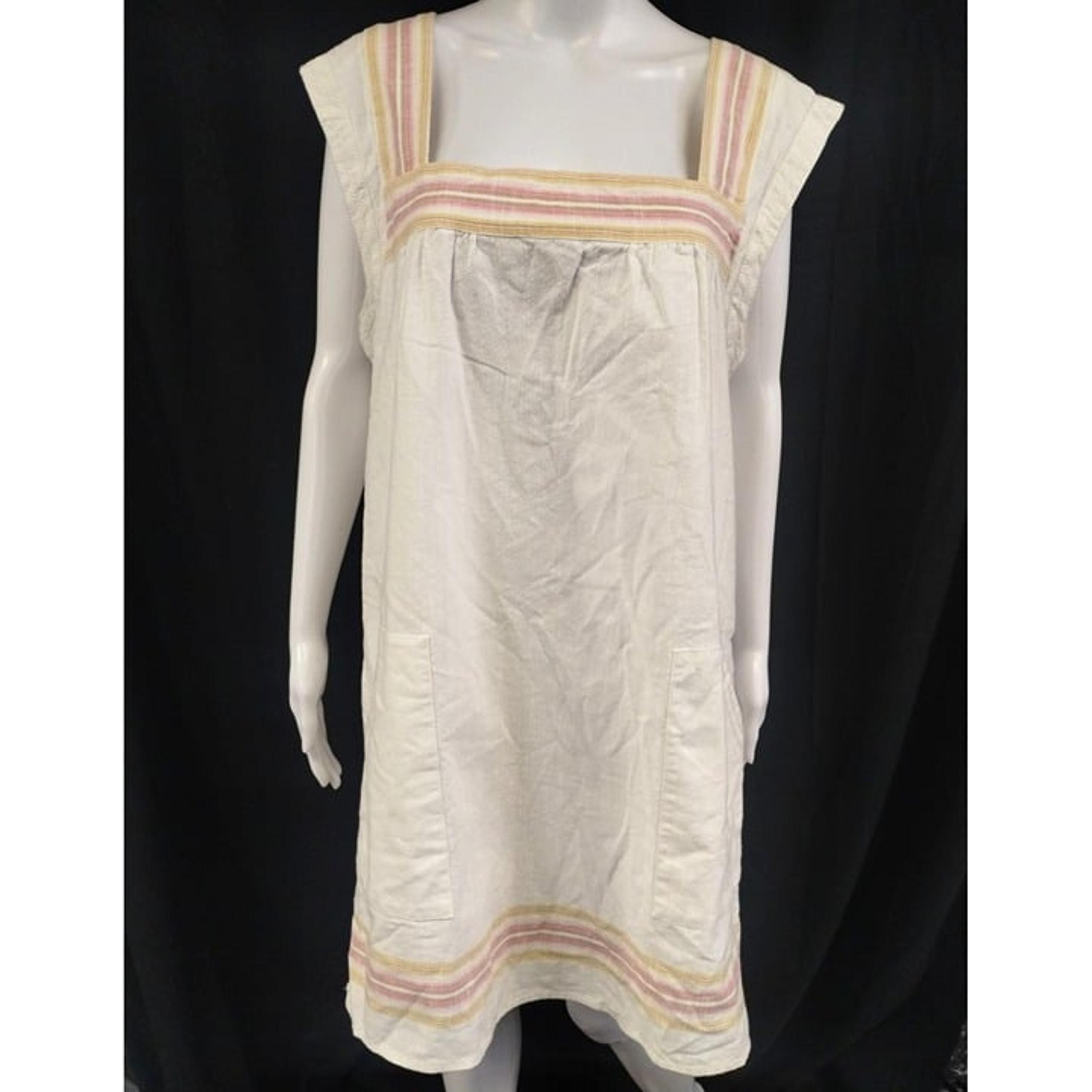 Faherty Women's White Striped Dress/Knee Length SzXL SKU 3610