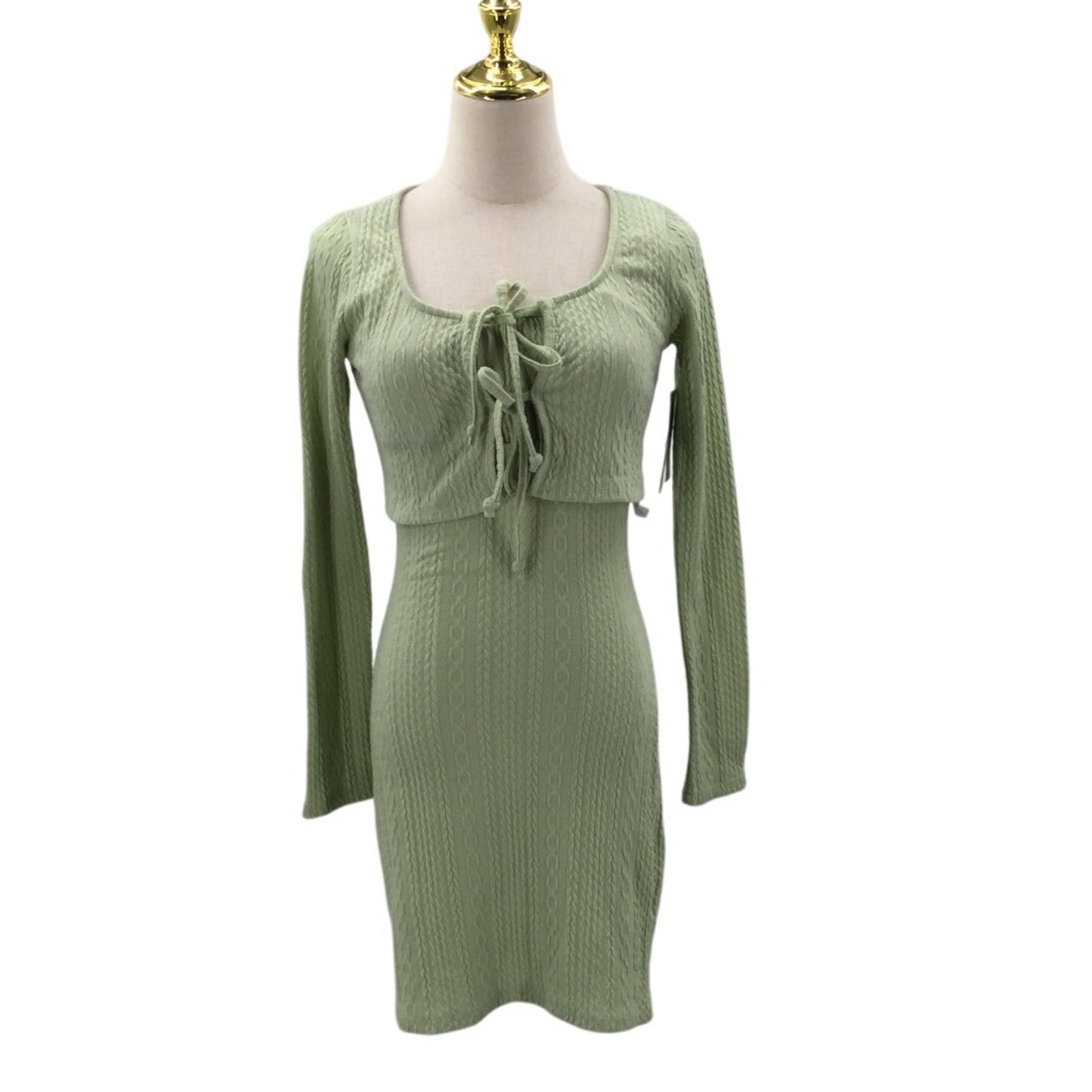 SZ S sage green 2pc juniors knit bodycon mini dress NWT B61 - Ultra Flirt