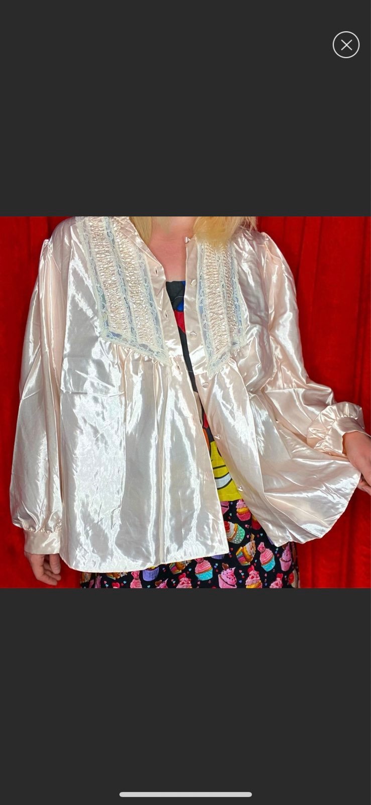 Vintage peach satin pajama top/jacket