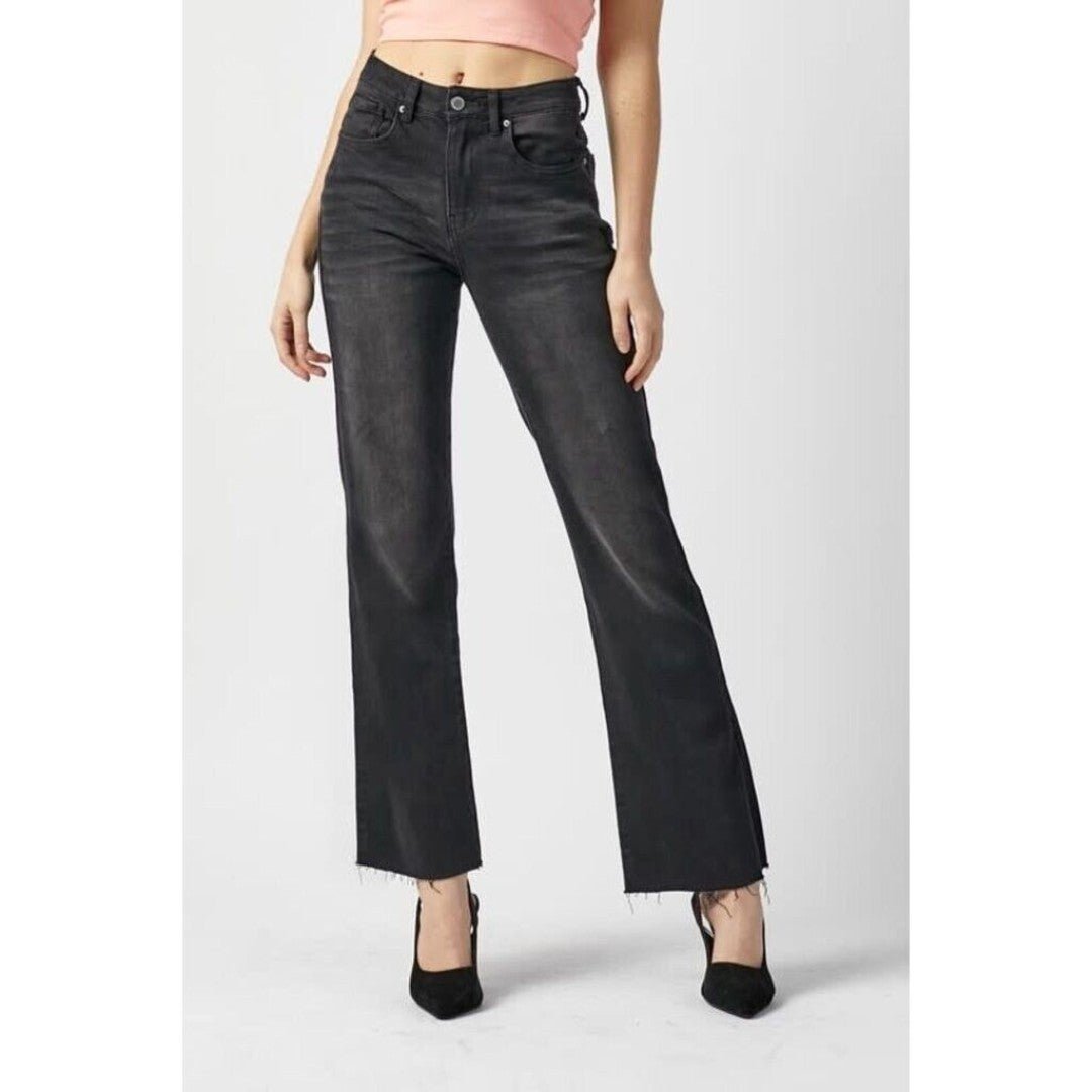 RISEN LOS ANGELES BLACK DISTRESSED HIGH-RISE With Slits JEANS..! Size 25 waist