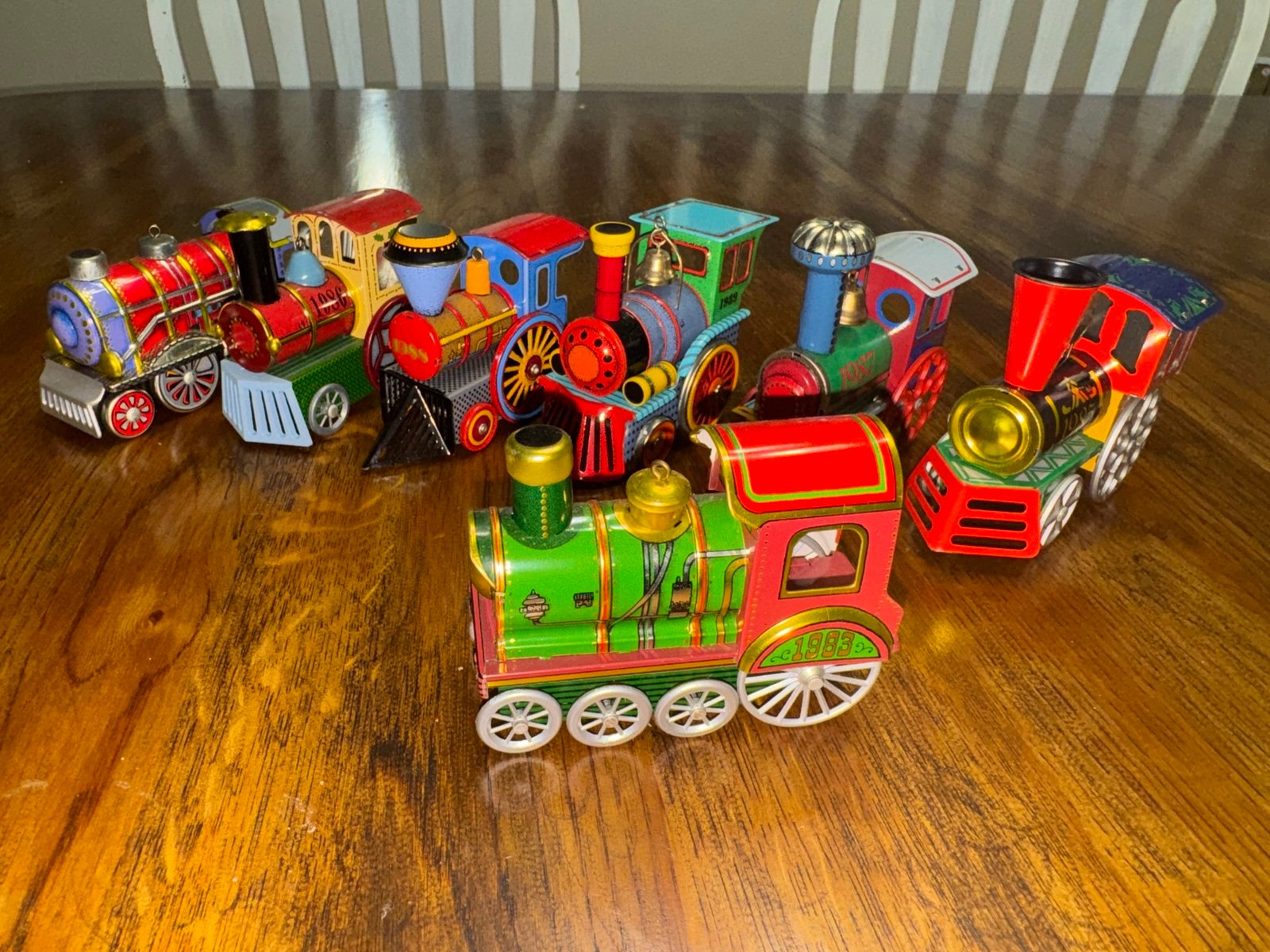 Vintage Hallmark Ornaments Keepsake Pressed Tin Locomotive Train Lot Of 7 RARE