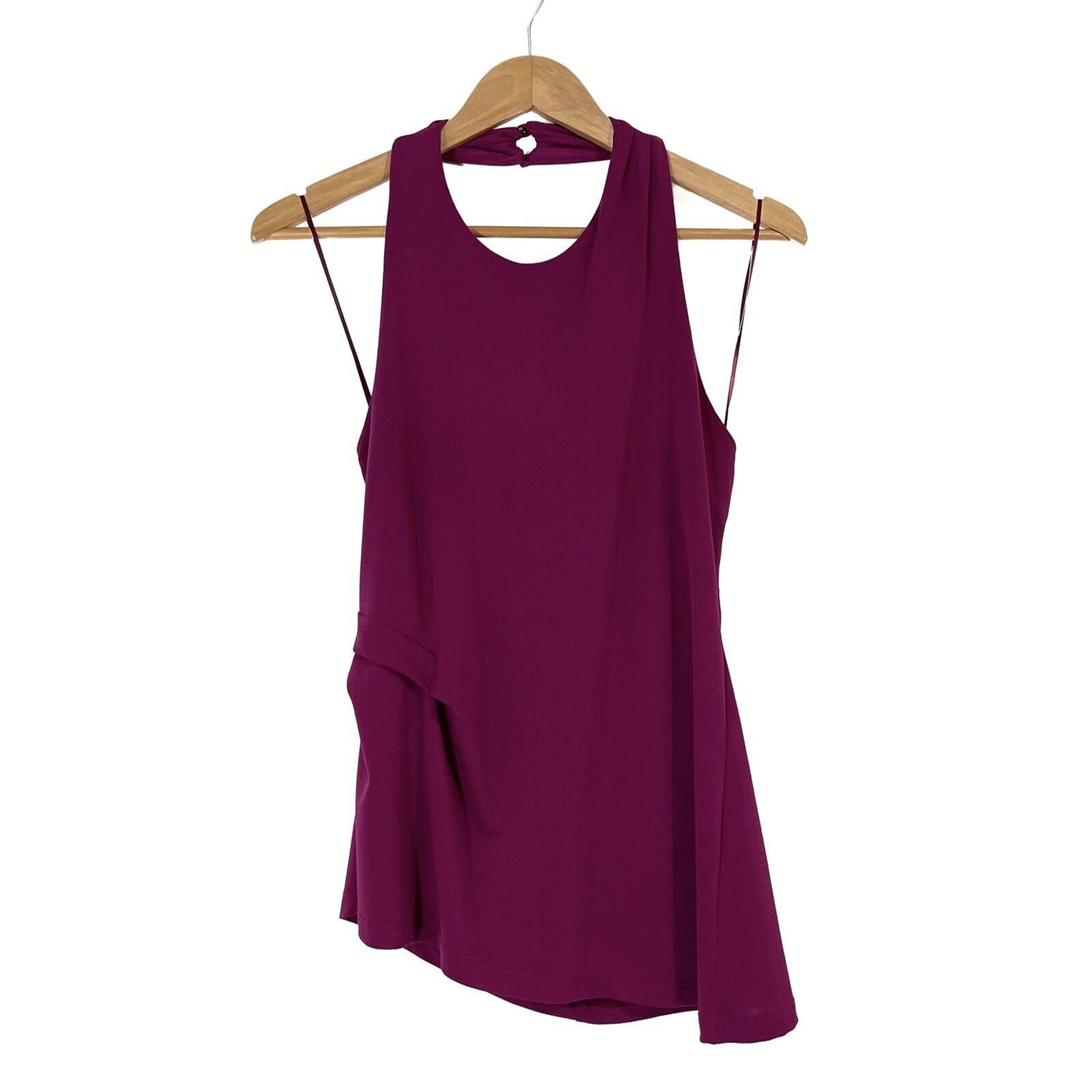 ASTR The Label Womens Size Medium Fuchsia Purple Ruched Side Halter Tank Top