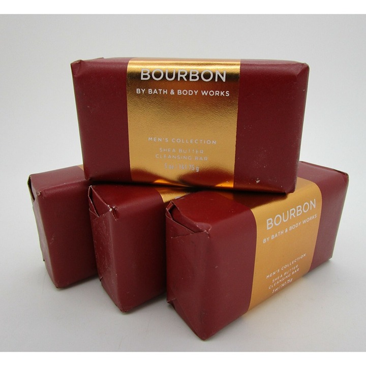 BATH & BODY WORKS Men's Collection Shea Butter Cleansing Bar BOURBON - LOT OF 4