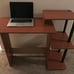 Laptop Notebook Computer Desk with Square Shelves, Light Cherry/Black