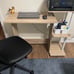 Laptop Notebook Computer Desk with Square Shelves, Light Cherry/Black