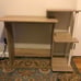 Laptop Notebook Computer Desk with Square Shelves, Light Cherry/Black