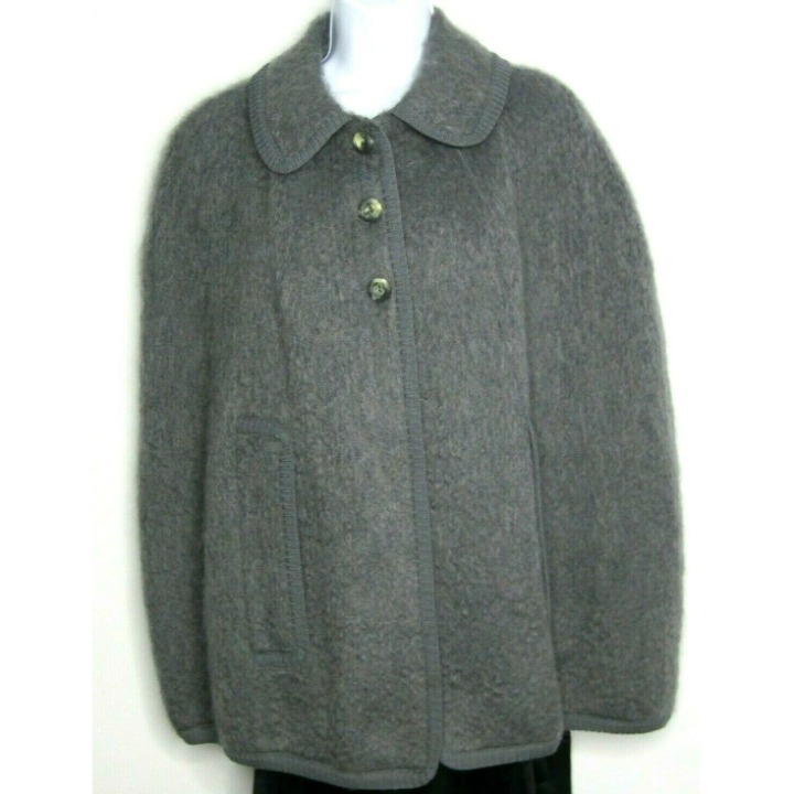Maban Of Scotland Luxury Mohair Cape Gray Woman's Size Medium