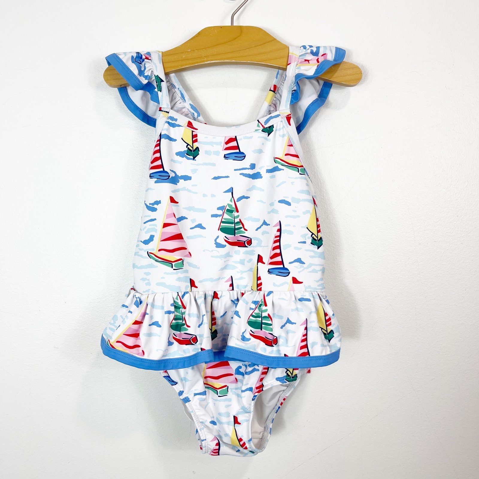 Classical Whimsy Sailboat Nautical One Piece Swimsuit Size 6