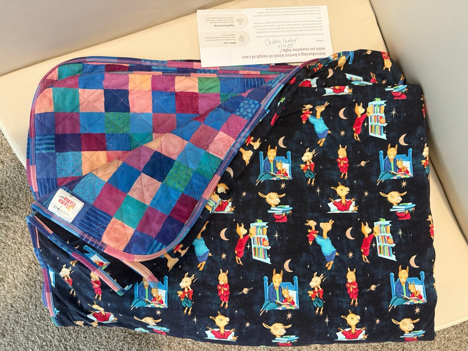 Wildwoven llama llama quilted bamboo blanket