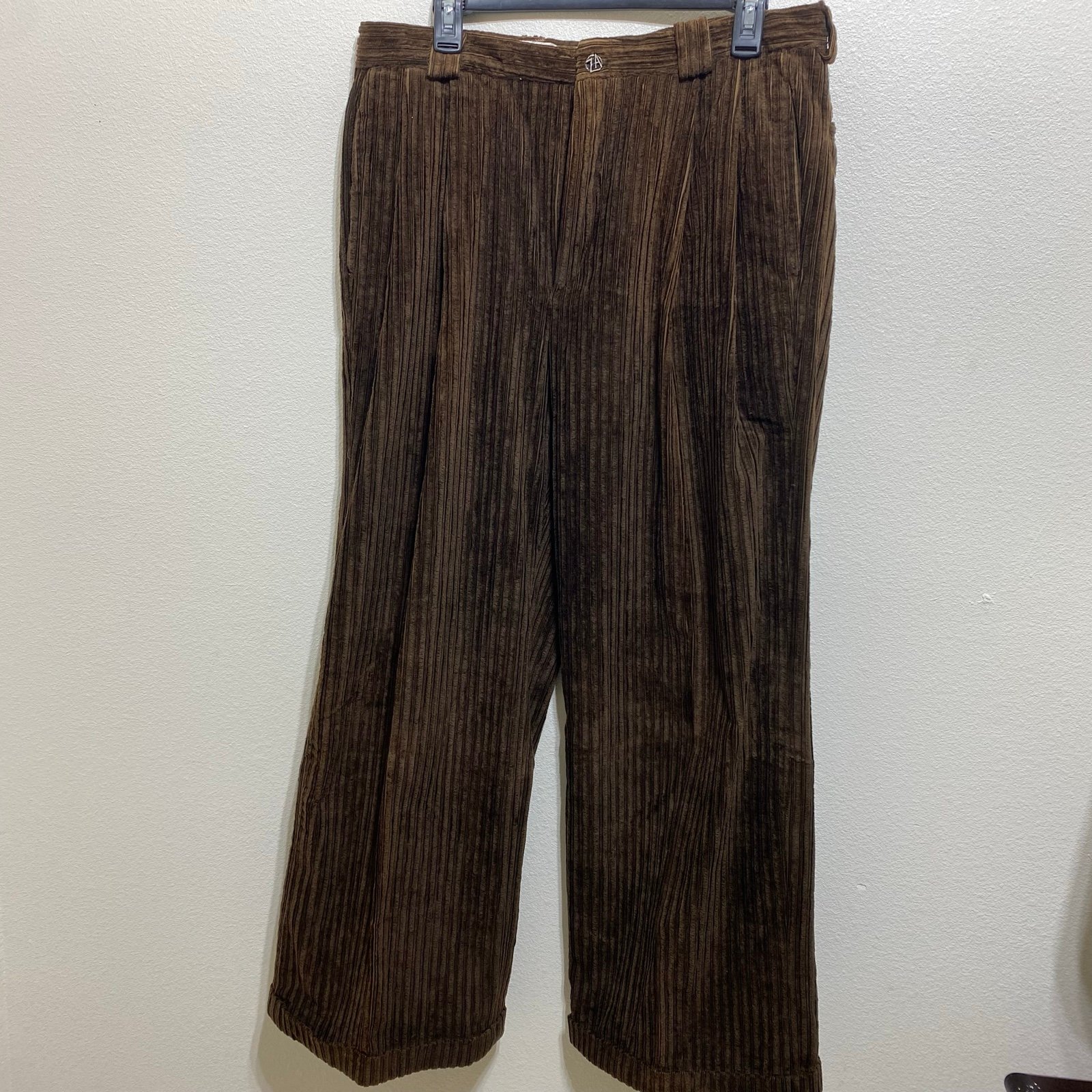 Men's Antonello Za Corduroy Wide Leg Trousers Size 50 Made In Italy