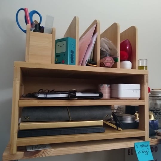 Bamboo Desk Organizer with File Holder, Office Organizers for Desk with Pen Hold