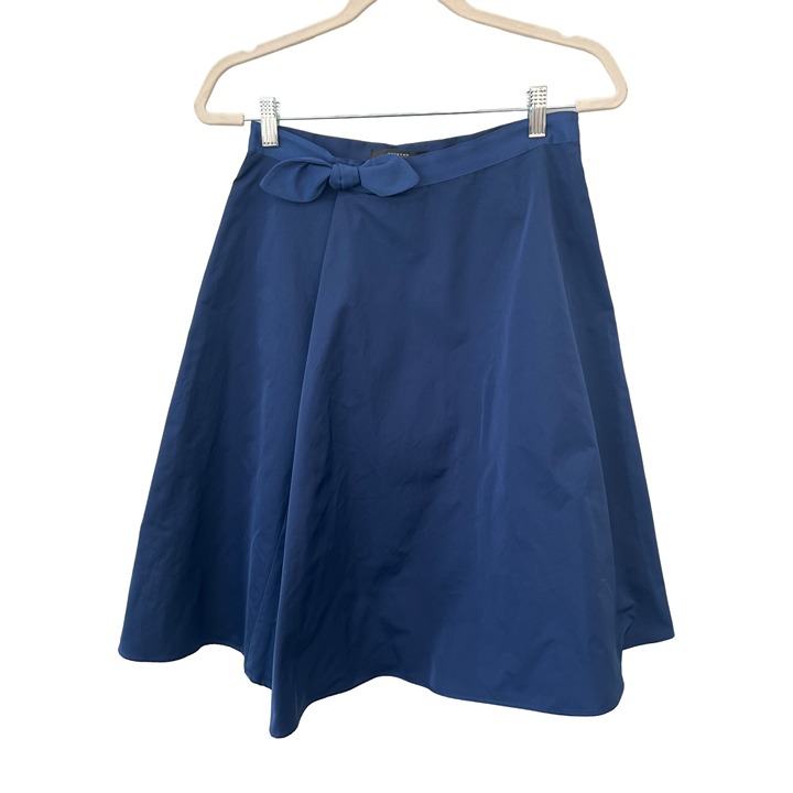 MaxMara Weekend Bow A-Line Skirt Women 8 Navy Blue Career Preppy Classic Retro
