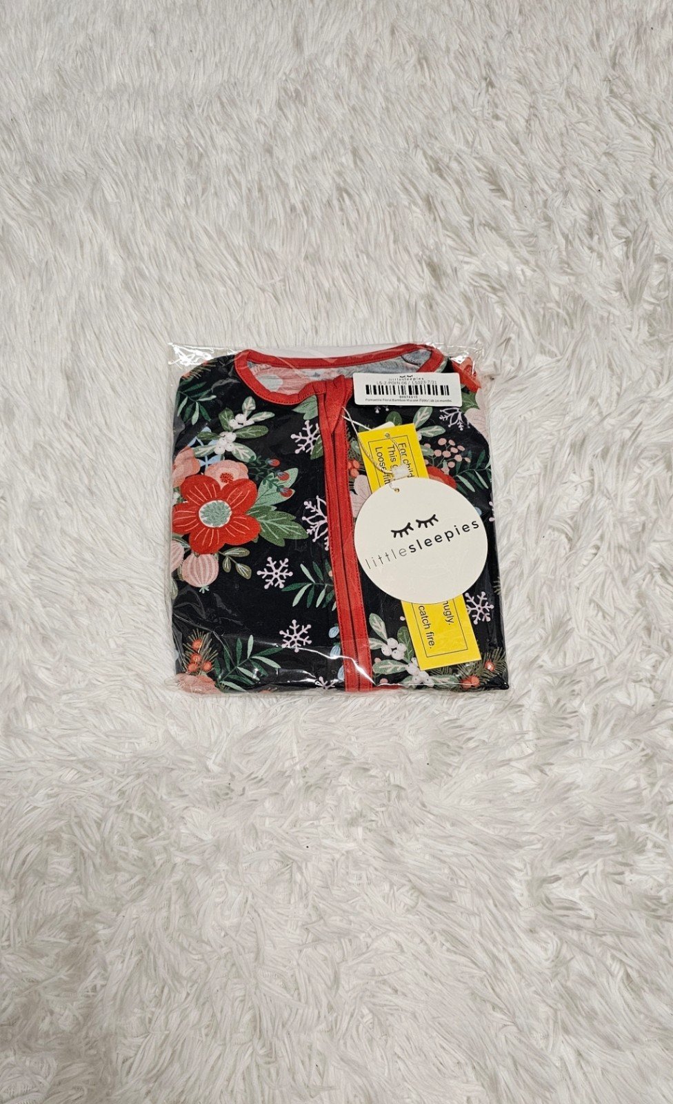 Little Sleepies OG CHRISTMAS POINSETTIA Floral Zippy 18-24 Months NIB