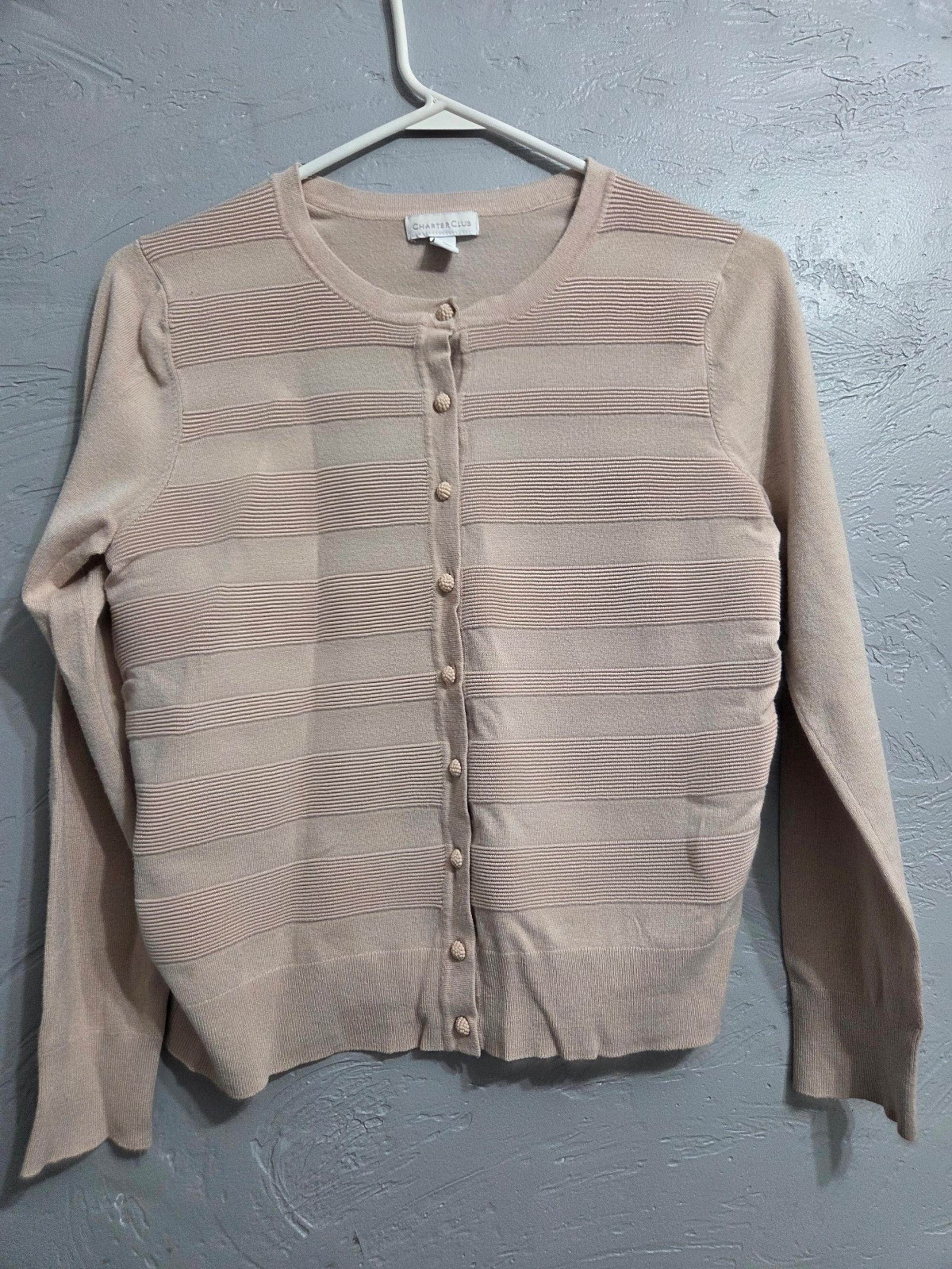 Charter Club Woman's Pinkish Long Sleeve Button Down Shirt cardigan size M
