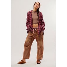 NWT Free People X CP Shades Ragged Marella Plaid Top Size Extra Small