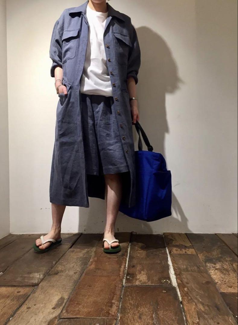 seya linen set-up long coat and half pants
