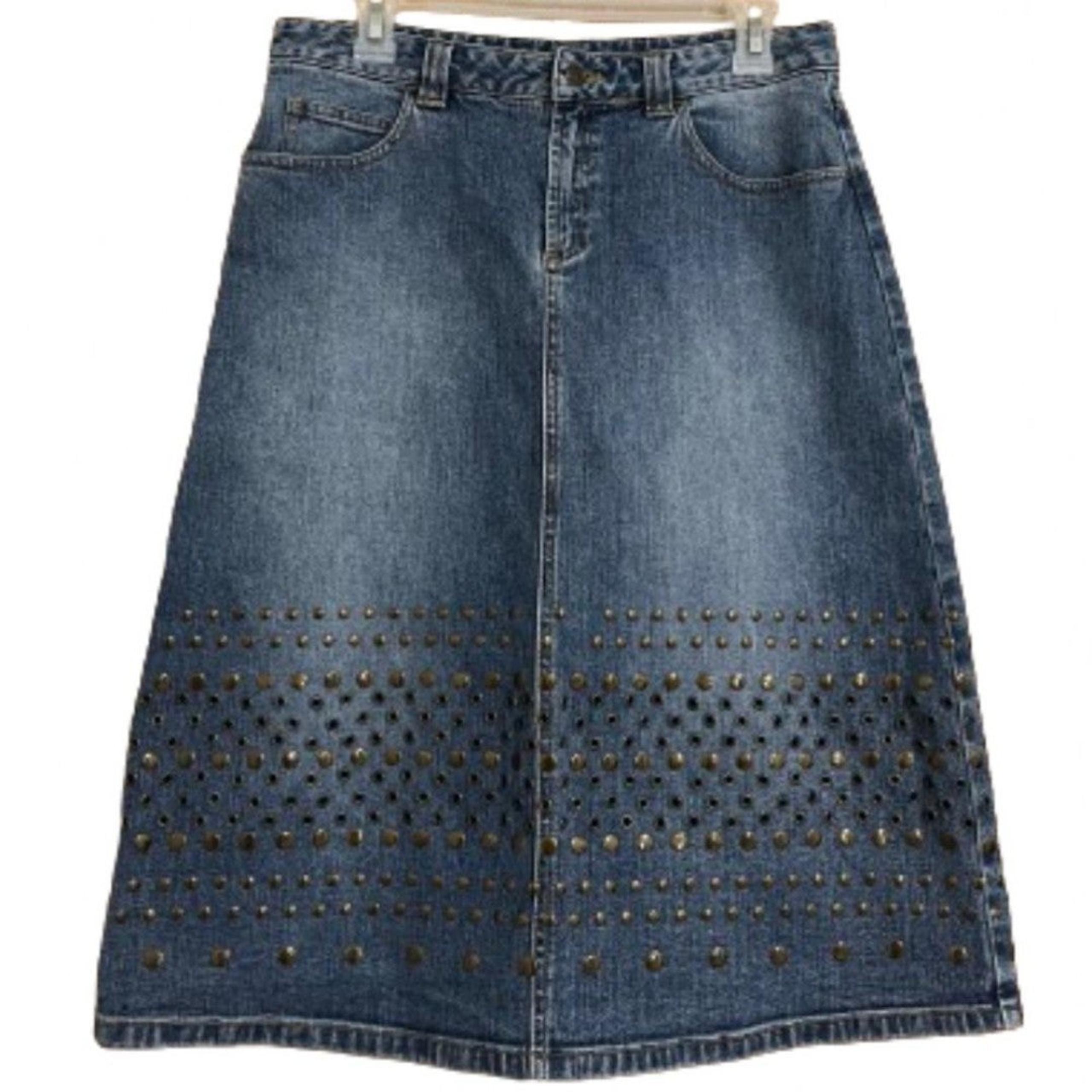 Michael Kors Women’s Studded A-Line Denim Skirt Sz-8