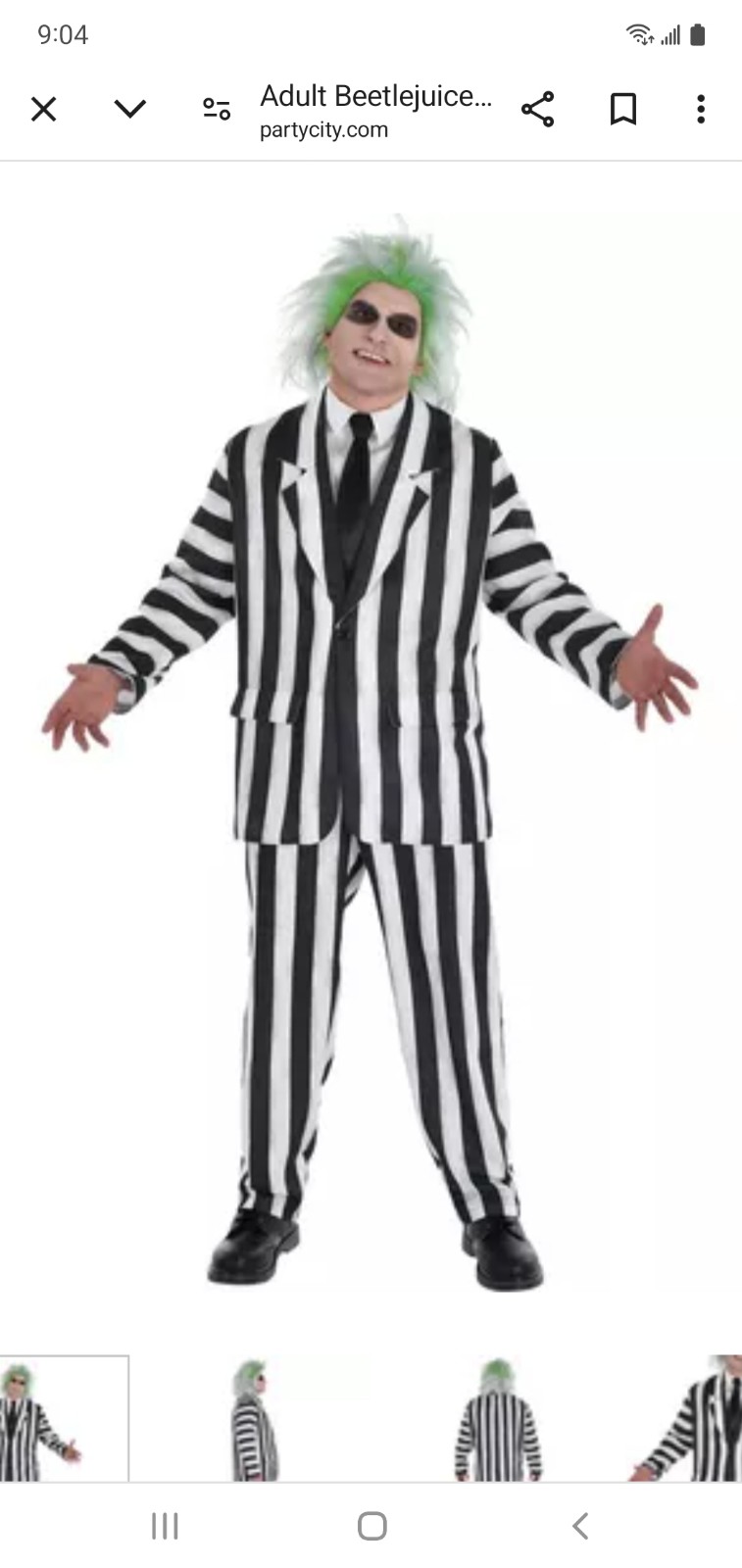 Beetlejuice Costume Size Medium and Wig