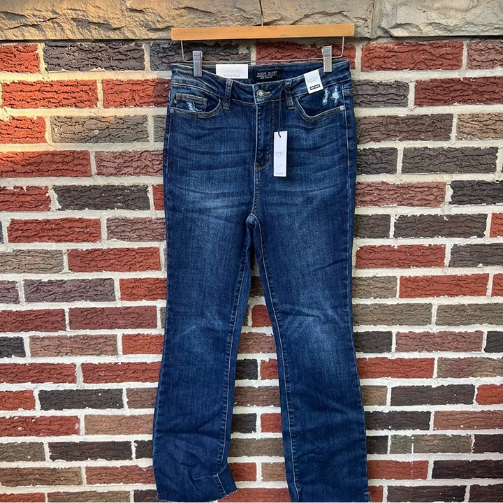 Judy Blue Darn Denim Washed High Waist Flare Jeans