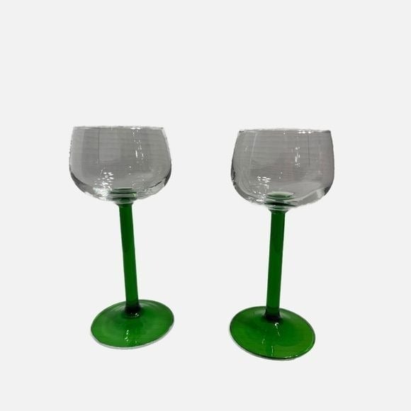 Luminarc Vintage Emerald Green Tall Stem Wine Glasses France Set Of 2