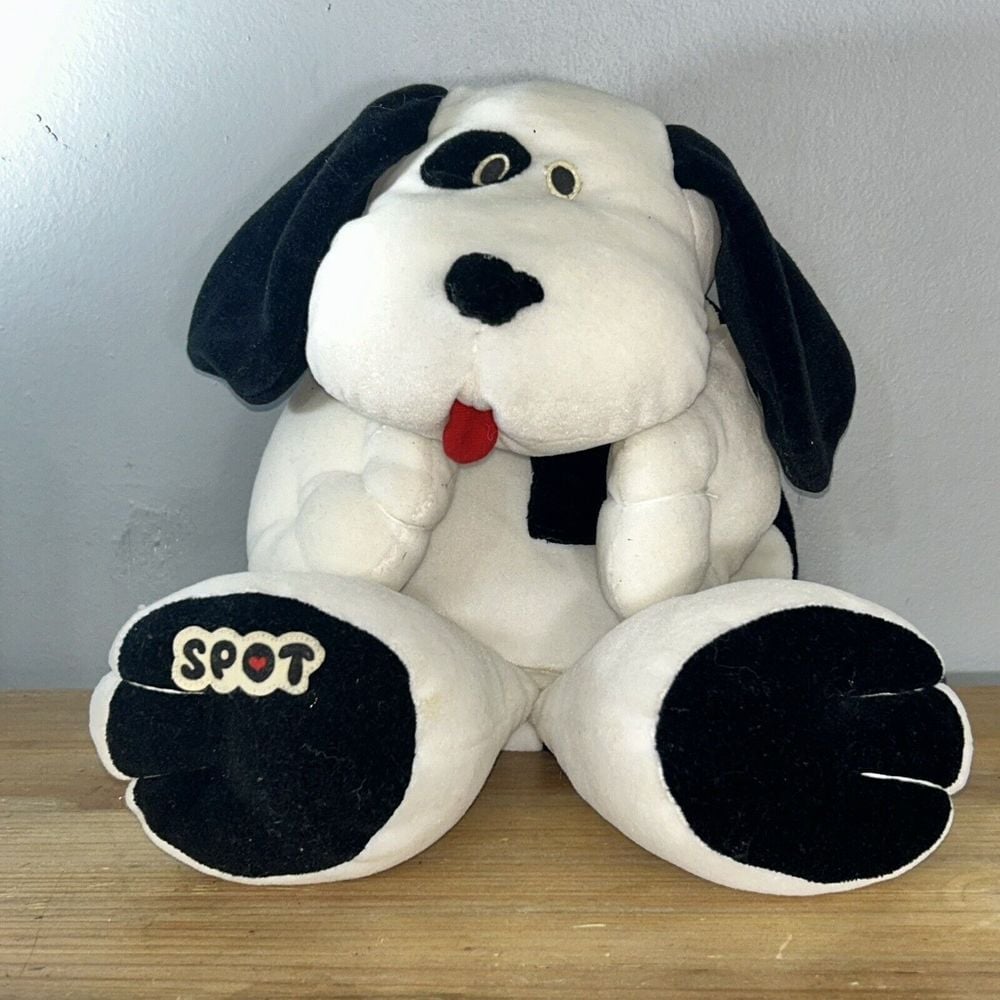 VINTAGE 1994 GIBSON GREETINGS SPOT WHITE & BLACK PUPPY DOG STUFFED ANIMAL PLUSH