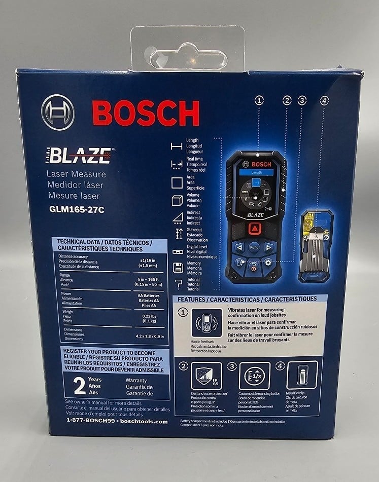 Sale - BOSCH BLAZE LASER MEASURE GLM165-27C 165' 50M RANGE BRAND NEW - Get-Together:£50