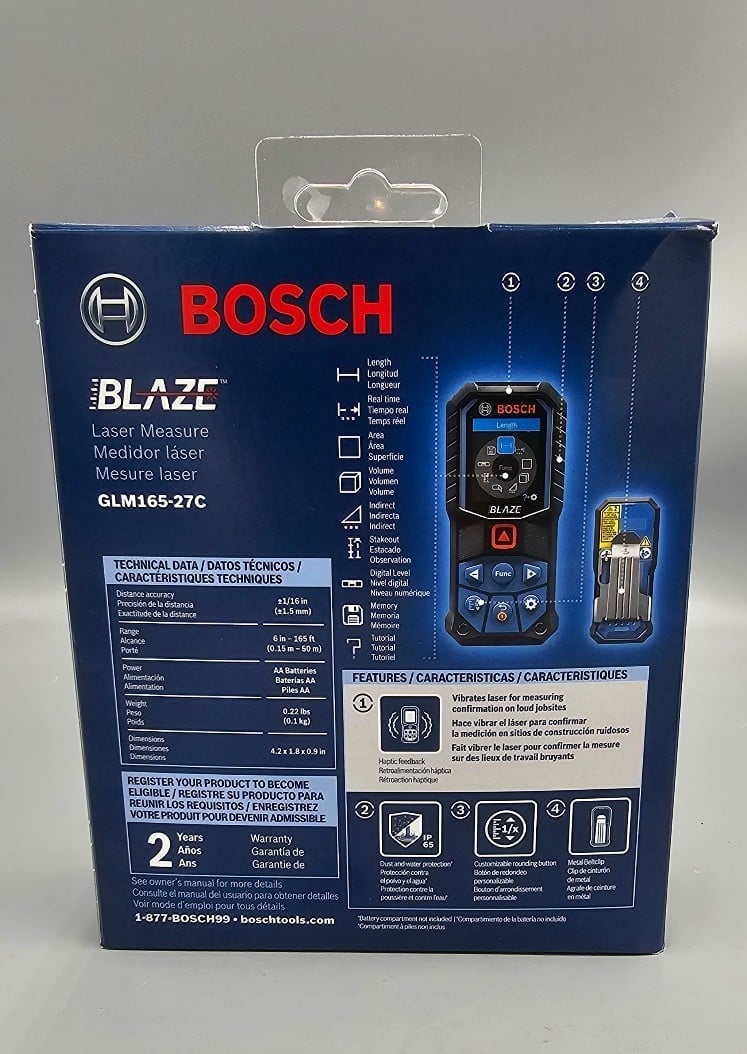 Sale - BOSCH BLAZE LASER MEASURE GLM165-27C 165' 50M RANGE BRAND NEW - Get-Together:£50