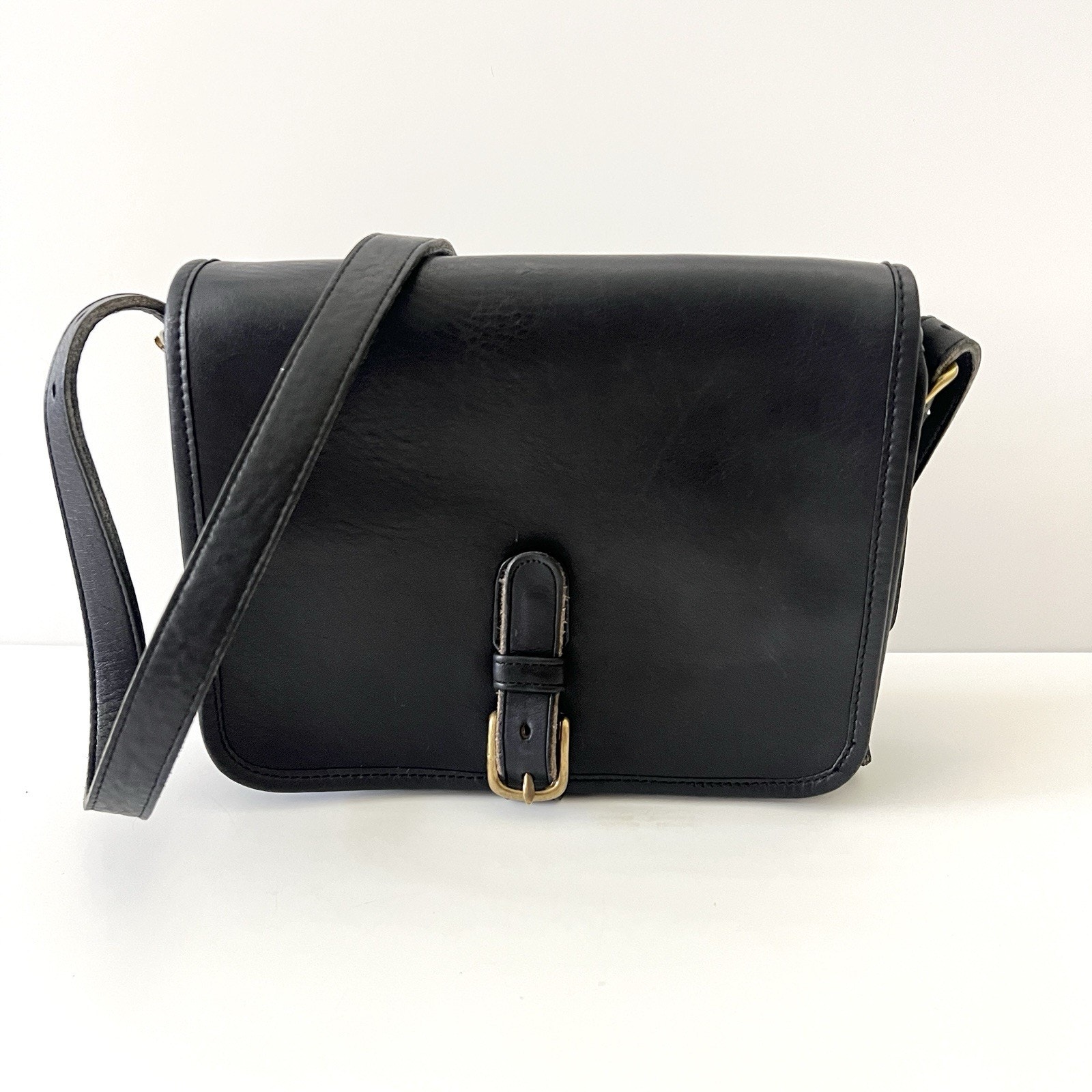 Vtg Coach Saddle Pouch Small 9590 Shoulder Bag Black Glove-tanned Leather NYC