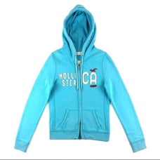 Hollister Co. Light Blue Dual Zip Logo Hoodie