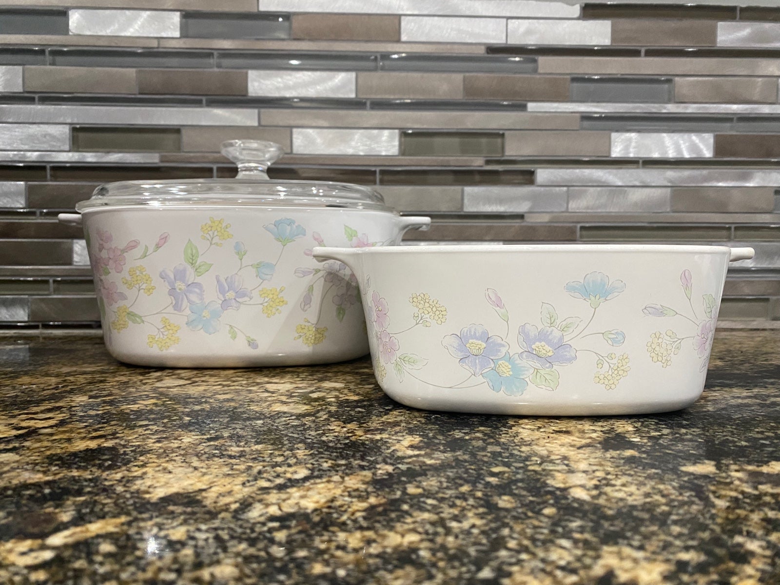 Vintage Pastel Floral Corningware