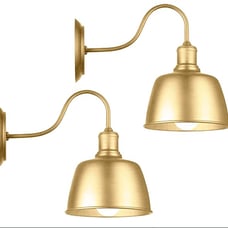 Set of 2 Wall Sconces Battery Operated Wireless Lighting Gold Metal Rechargeable