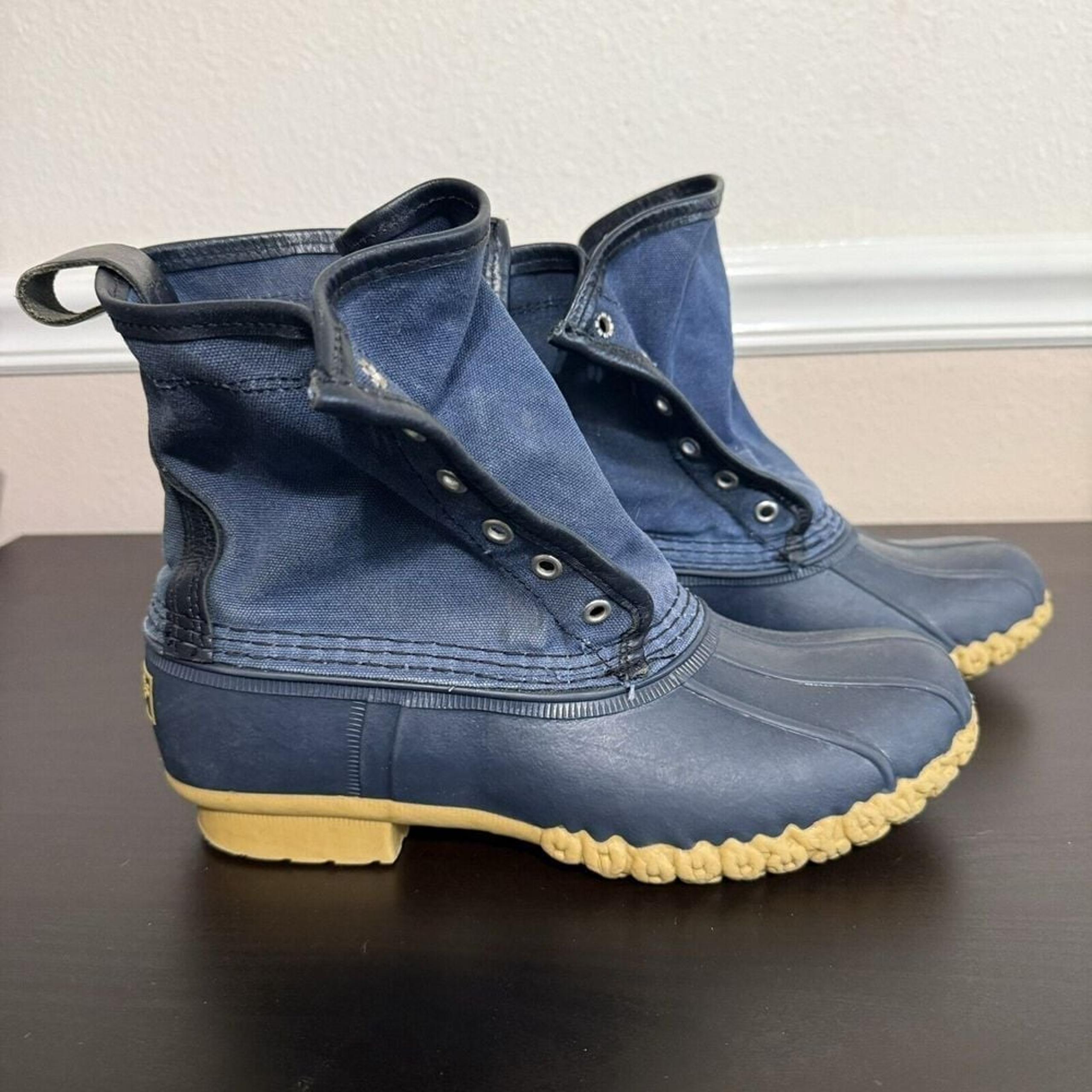 LL BEAN Youth Unisex Duck Rubber Snow Winter Boots Shoes Sz 6M USA Waxed Canvas