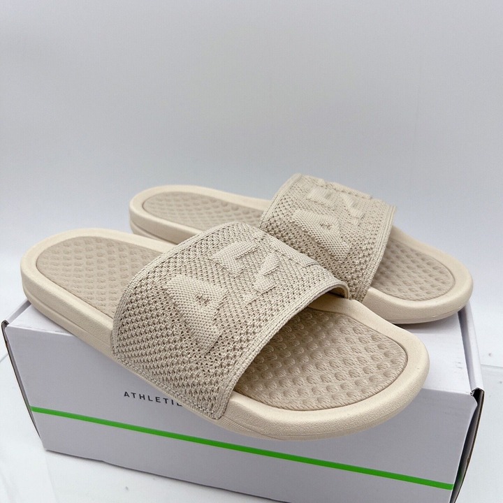 APL Big Logo Techloom Women’s Slide Sandals Flip Flops Beige Perchment US 9