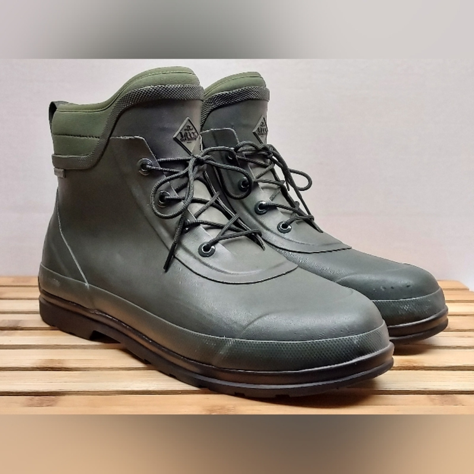 Muck Boots Mens Green Original Lace Up Waterproof Boots Size 15