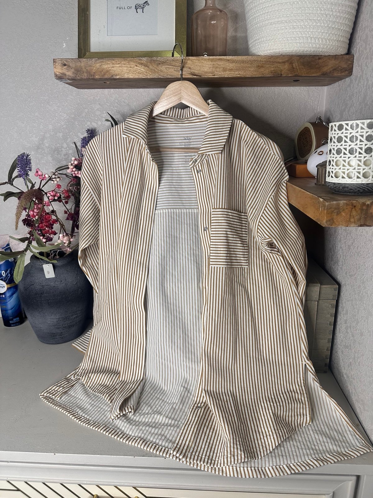 ADAY Something Striped Button Up Shirt • Sz S